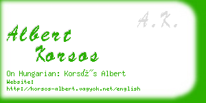 albert korsos business card